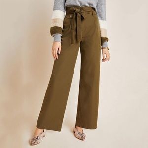 NWT Anthropology Mariela Poplin Wide-Leg Pants
